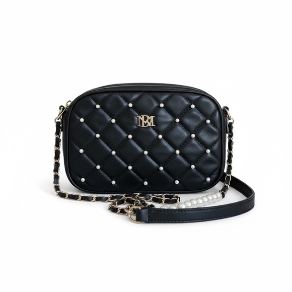 NWT Badgley Mischka Pearl Quilted Black Camera Bag ✨ Holiday Glam Gift - Picture 5 of 8